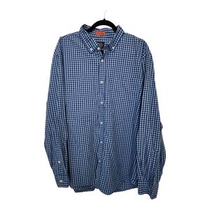 St. Johns Bay Mens Size XXL Blue Checkered Button Down Shirt Comfort Stretch